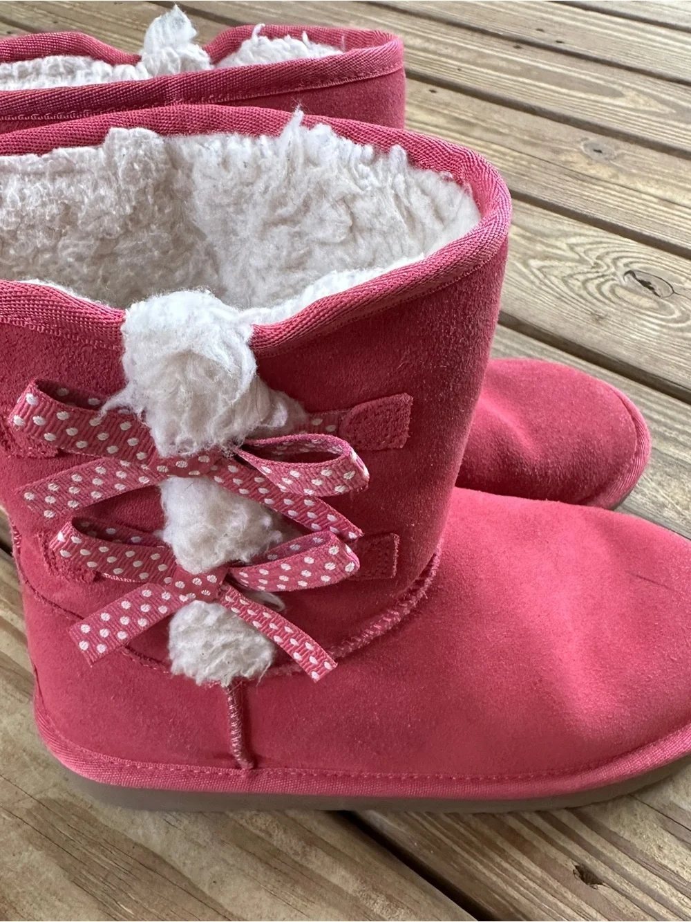 Koolaburra by UGG Pink Faux Fur Bow Winter Boots Women’s Size 5